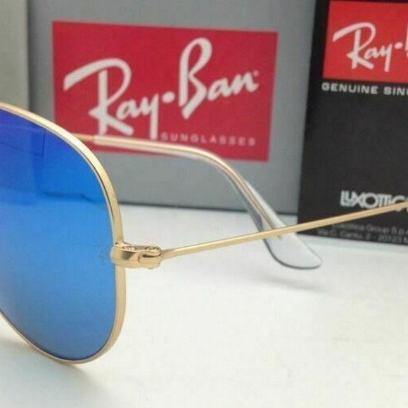 Ray-Ban Sunglasses Large Metal Gold Aviator/Blue - Picture 5 of 8